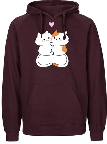 Katzen lieben Umarmungen - Füttern, Getigert, Liebe, Umarmungen, Futter, Katze, Weiß, Herz, Tier, Rosa, Niedlich, Niedliche Katzen, Haustier, Fanart, Verehren - Fairtrade Hoodie