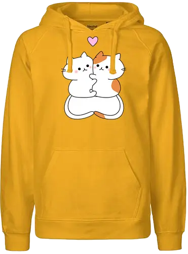 Katzen lieben Umarmungen - Füttern, Getigert, Liebe, Umarmungen, Futter, Katze, Weiß, Herz, Tier, Rosa, Niedlich, Niedliche Katzen, Haustier, Fanart, Verehren - Fairtrade Hoodie