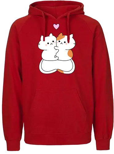 Katzen lieben Umarmungen - Füttern, Getigert, Liebe, Umarmungen, Futter, Katze, Weiß, Herz, Tier, Rosa, Niedlich, Niedliche Katzen, Haustier, Fanart, Verehren - Fairtrade Hoodie