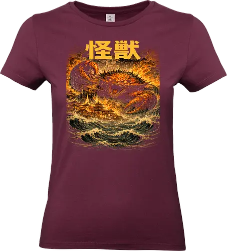 Japanischer Meeresdrache Kaiju Art - Dark Fantasy, Japan Poster, Monster Illustration, Asian Art, Epic Artwork, Kaiju, Japanischer Drache, Monster Art, Mythologie Japan, Fantasy Illustration, Anime Stil, Ukiyoe Art, Japan Kunst, Geek Design, Drachen Motiv - Standard T-Shirt (Women)