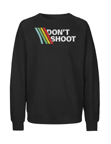 Don't Shoot T-Shirt - Retro Arcade Gamer Tee - Arcade Aesthetic, Friendly Fire, Gamer Gift Idea, Don't Shoot Shirt, Gaming T-Shirt, Gamer Emote Tee, Sarcastic Funny, Anti-Social Shirt, Retro ARC Shirt, Video Game Gift, Raiders Shirt, Distressed Shirt, Vintage Stripes - Fairtrade Sweatshirt
