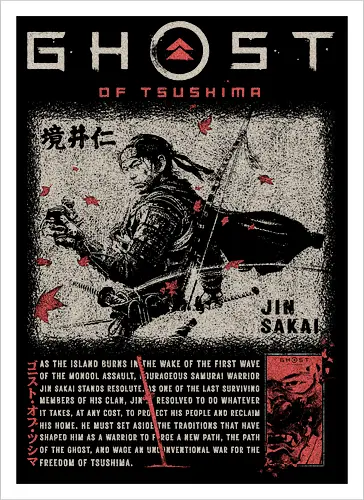 Ghost of Tsushima T-Shirt, Jin Sakai Samurai Design