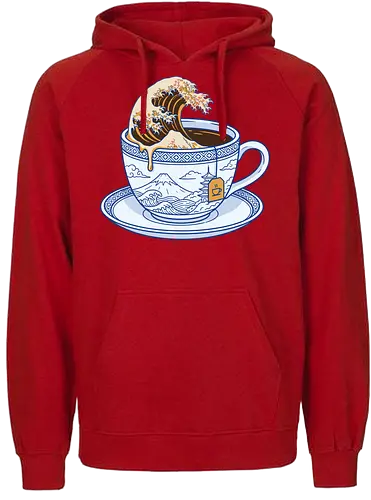 The Great Wave of Tea - great wave tea shirt, hokusai teacup t-shirt, japanese aesthetic apparel, kanagawa wave graphic tee, ukiyo-e art clothing, tea lover gift shirt, mountain fuji teacup design, blue and white porcelain art, traditional japanese wave top, minimalist zen t-shirt, oriental art streetwear, wave in a cup graphic, aesthetic tea drinking shirt, japanese culture fan merch, ukiyo-e wave illustration, serene ocean art tee, tea addict clothing, japanese landscape graphic, vintage asian art style shirt - Fairtrade Hoodie