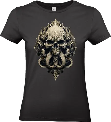 dark warlock - warlock, Pen and Paper, dungeons, d20 dice, dark mage, dragons, dungeon master, wizard, raveloft, dark skull, cthulhu, necromancer - Standard T-Shirt (Women)