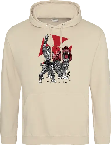 Prince Adam and battle cat sumi e