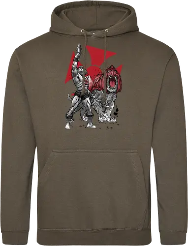 Prince Adam and battle cat sumi e