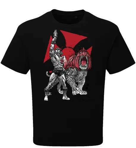 Prince Adam and battle cat sumi e