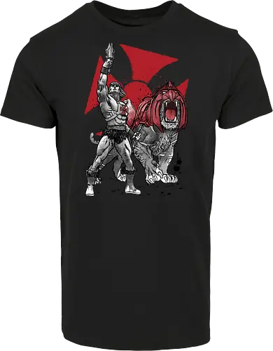 Prince Adam and battle cat sumi e