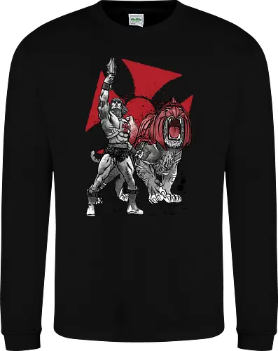 Prince Adam and battle cat sumi e