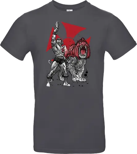 Prince Adam and battle cat sumi e