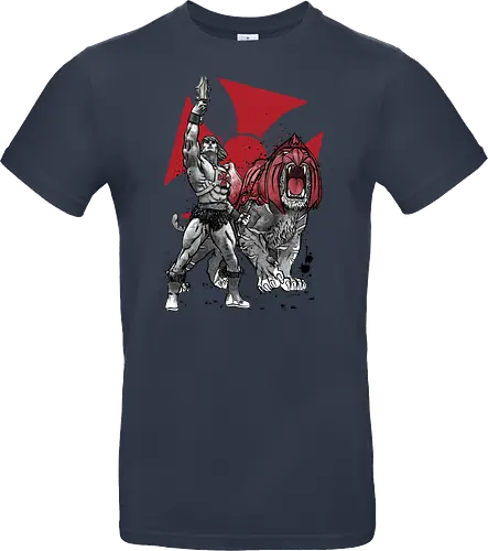 Prince Adam and battle cat sumi e