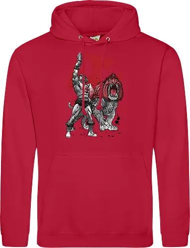 Prince Adam and battle cat sumi e