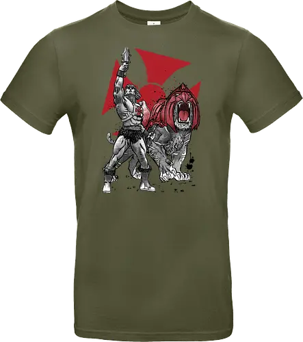 Prince Adam and battle cat sumi e