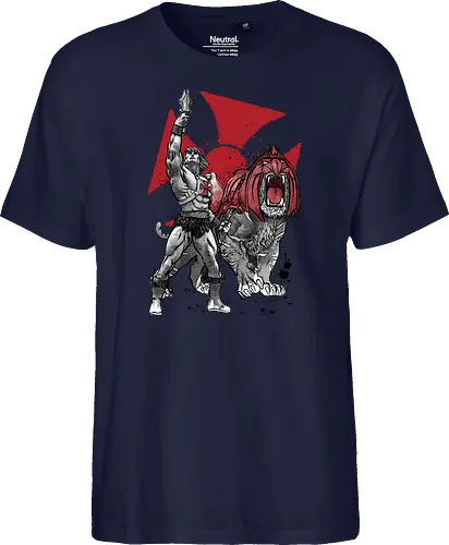 Prince Adam and battle cat sumi e