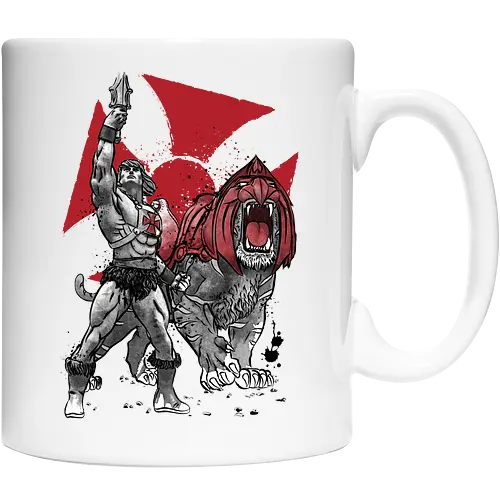 Prince Adam and battle cat sumi e