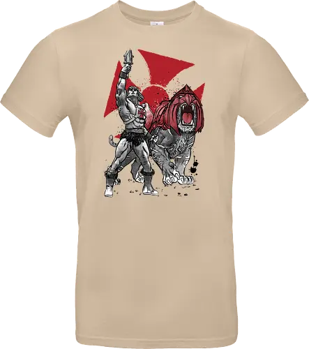 Prince Adam and battle cat sumi e