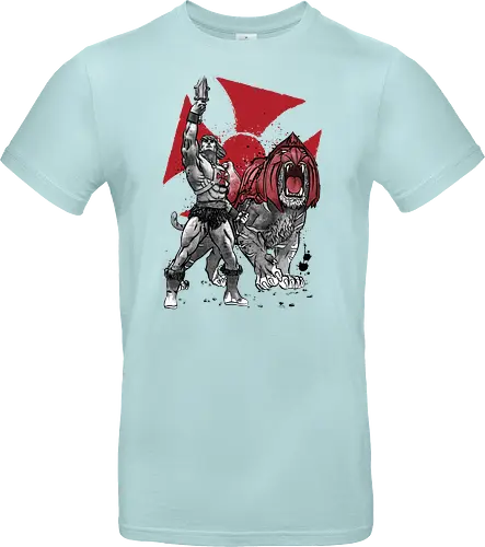 Prince Adam and battle cat sumi e