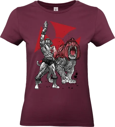 Prince Adam and battle cat sumi e