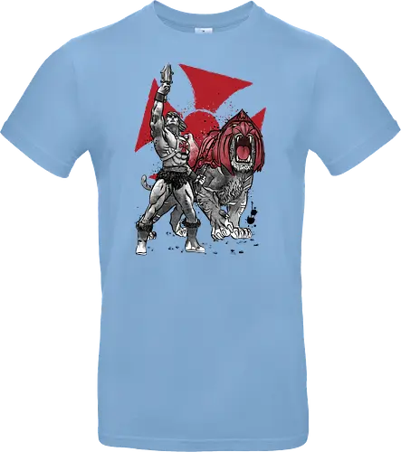 Prince Adam and battle cat sumi e