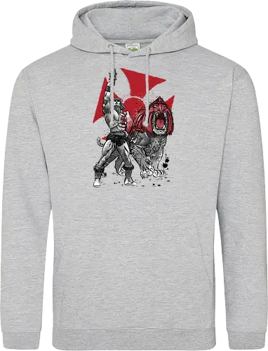 Prince Adam and battle cat sumi e