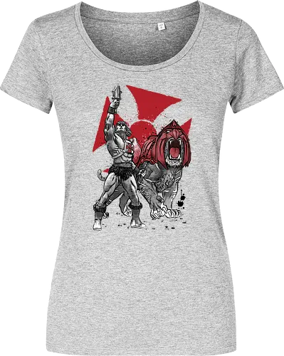 Prince Adam and battle cat sumi e