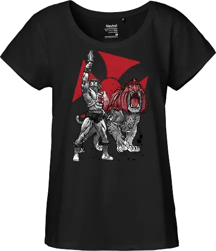 Prince Adam and battle cat sumi e