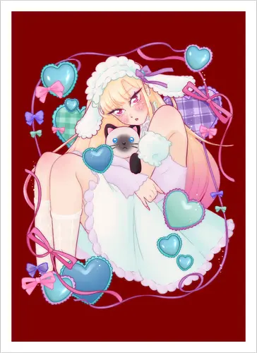 Kawaii Kaiwai - kawaii, anime, bisque doll, pastel - Artprint