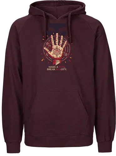 Make a Vow - make a vow shirt, break reality t-shirt, sorcery ritual graphic tee, anime summoning circle apparel, occult runes clothing, jujutsu inspired streetwear, alchemical seal design, mystical hand graphic top, dark fantasy anime merch, esoteric symbol t-shirt, cursed energy apparel, ancient sorcery fan art, burgundy and cream anime shirt, supernatural contract clothing, geek culture fashion, stylish otaku streetwear, anime protagonist gift, arcane magic graphic tee, ritualistic anime design - Fairtrade Hoodie