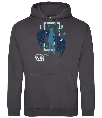 Shadows Obey The Calm - teal and navy anime tee, dark fantasy manga merch, spiritual warrior apparel, geometric anime design, calm power graphic, shonen jump fan gear, wolf summoner t-shirt, edgy otaku fashion, shadows obey the calm shirt, spirit wolf t-shirt, anime shikigami graphic tee, megumi inspired apparel, shadow wolf design, mystical talisman clothing, zen anime streetwear, blue eye wolf art, supernatural hunter top, minimalist anime silhouette, ofuda charm shirt - Standard Hoodie