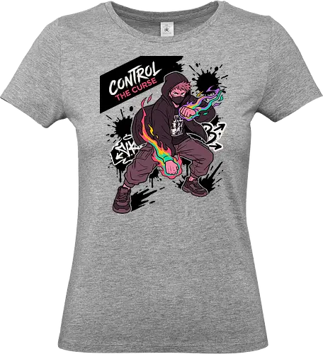 Control The Curse - cursed power merch, anime cargo pants style, street style warrior top, vibrant anime graphic, demon hunter apparel, trendy anime fan gift, control the curse shirt, urban anime streetwear, techwear warrior t-shirt, cursed energy graphic tee, anime hoodie mask design, supernatural fighter apparel, graffiti style anime top, neon flame warrior shirt, modern shonen streetwear, japanese aesthetic clothing, sorcerer battle t-shirt, edgy otaku fashion, ink splatter anime art - Standard T-Shirt (Women)