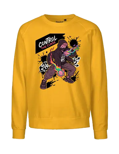 Control The Curse - cursed power merch, anime cargo pants style, street style warrior top, vibrant anime graphic, demon hunter apparel, trendy anime fan gift, control the curse shirt, urban anime streetwear, techwear warrior t-shirt, cursed energy graphic tee, anime hoodie mask design, supernatural fighter apparel, graffiti style anime top, neon flame warrior shirt, modern shonen streetwear, japanese aesthetic clothing, sorcerer battle t-shirt, edgy otaku fashion, ink splatter anime art - Fairtrade Sweatshirt