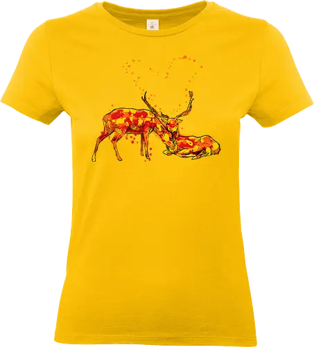 Deers in love - deers, nature, heart, valentine, love, animals - Standard T-Shirt (Women)