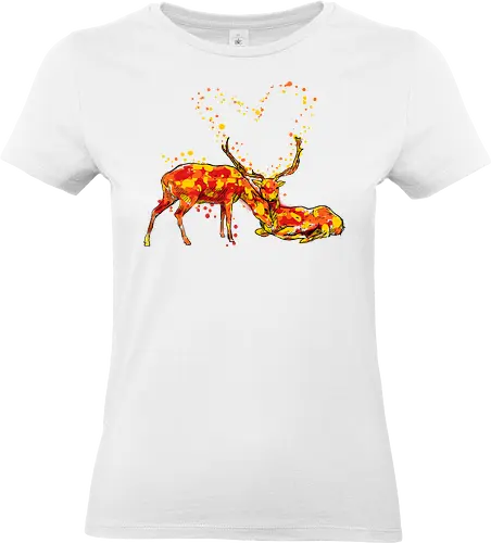 Deers in love - deers, nature, heart, valentine, love, animals - Standard T-Shirt (Women)