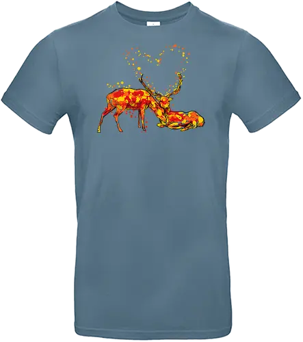 Deers in love - deers, nature, heart, valentine, love, animals - Standard T-Shirt