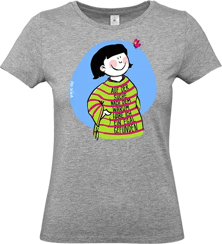 Auf der Suche nach dem warum... - Ringelpulliweisheit, Ringelpulli, Spruch, Weisheit, Lebensweisheit, handgezeichnet, Augeanhirn - Standard T-Shirt (Women)