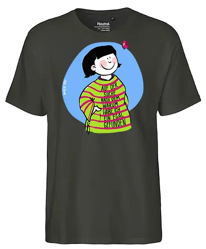Auf der Suche nach dem warum... - Ringelpulliweisheit, Ringelpulli, Spruch, Weisheit, Lebensweisheit, handgezeichnet, Augeanhirn - Fairtrade T-Shirt