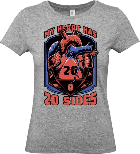 RPG d20 Dice Heart - Anatomy, Anatomic, Game, Game Master, Tabletop Game, Rpg, Role-play, Role-playing, Role-playing Game, Roleplay, Dungeon, Dungeon Master, Dungeons, D20, Pen and Paper, Dice, Heart, Human, Fantasy, Adventure, Biology, Tabletop - Standard T-Shirt (Women)