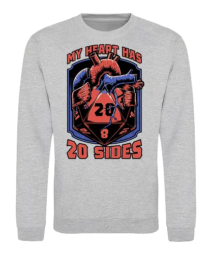 RPG d20 Dice Heart - Anatomy, Anatomic, Game, Game Master, Tabletop Game, Rpg, Role-play, Role-playing, Role-playing Game, Roleplay, Dungeon, Dungeon Master, Dungeons, D20, Pen and Paper, Dice, Heart, Human, Fantasy, Adventure, Biology, Tabletop - Sweatshirt
