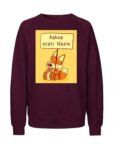 Kekse statt Nazis (mit Background) - Fuchs, Kekse - Fairtrade Sweatshirt