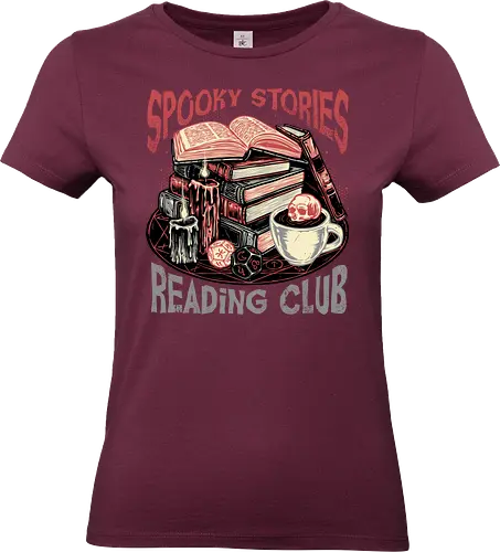 Spooky Stories Reading Club - Spooky, books, book, reading, stories, skull, coffee - Standard T-Shirt (Women)