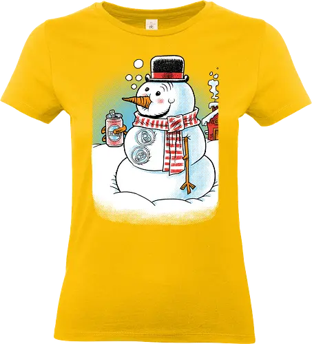 Cold Beer and Cool Buttons - Snowman, Winter, Beer - Standard T-Shirt (Women)