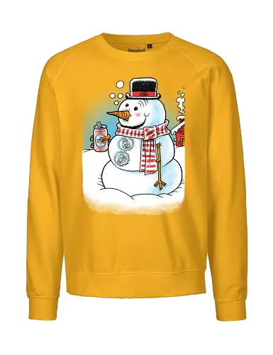 Cold Beer and Cool Buttons - Snowman, Winter, Beer - Fairtrade Sweatshirt
