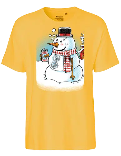 Cold Beer and Cool Buttons - Snowman, Winter, Beer - Fairtrade T-Shirt