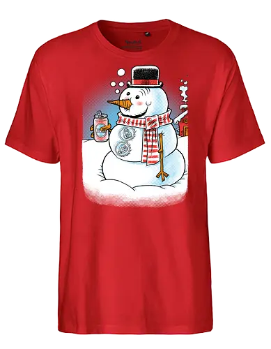 Cold Beer and Cool Buttons - Snowman, Winter, Beer - Fairtrade T-Shirt