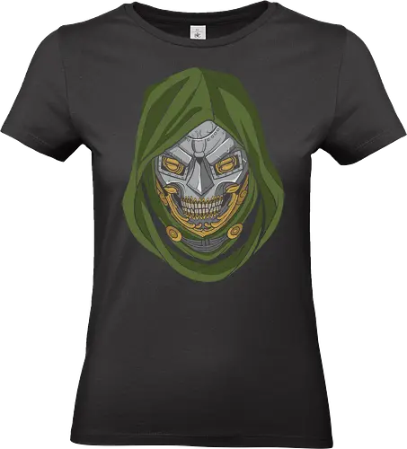 Iron Monarch Victorious Overlord - master strategist clothing, iron monarch shirt, armored villain t-shirt, victor von doom inspired apparel, green hooded overlord design, classic comic book villain graphic tee, metal mask streetwear, sorcerer sovereign clothing, retro comic aesthetic top, forest green and gold graphic shirt, minimalist comic art apparel, legendary antagonist t-shirt, tech-magic warrior merch, sovereign ruler streetwear, high-contrast villain portrait, geek culture fashion, vintage comic style top, metallic mask graphic tee, powerful sorcerer apparel - Standard T-Shirt (Women)