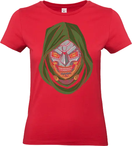 Iron Monarch Victorious Overlord - master strategist clothing, iron monarch shirt, armored villain t-shirt, victor von doom inspired apparel, green hooded overlord design, classic comic book villain graphic tee, metal mask streetwear, sorcerer sovereign clothing, retro comic aesthetic top, forest green and gold graphic shirt, minimalist comic art apparel, legendary antagonist t-shirt, tech-magic warrior merch, sovereign ruler streetwear, high-contrast villain portrait, geek culture fashion, vintage comic style top, metallic mask graphic tee, powerful sorcerer apparel - Standard T-Shirt (Women)