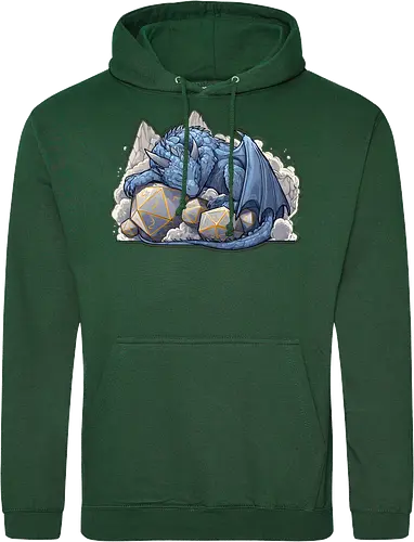 sleeping dragon - dragons, dungeons, fantasy, rpg, monster, cute, blue dragon, tiamat, druid, dragonborn, vecna - Standard Hoodie
