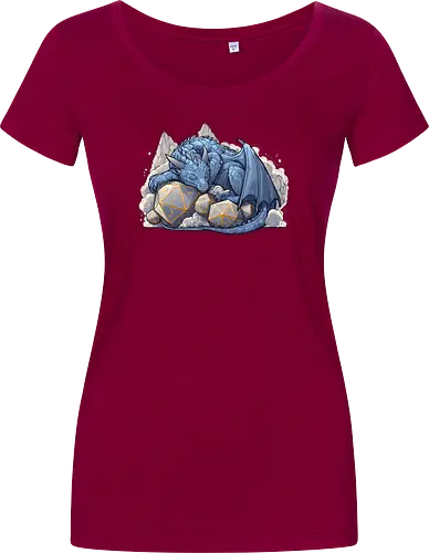 sleeping dragon - dragons, dungeons, fantasy, rpg, monster, cute, blue dragon, tiamat, druid, dragonborn, vecna - Women T-Shirt