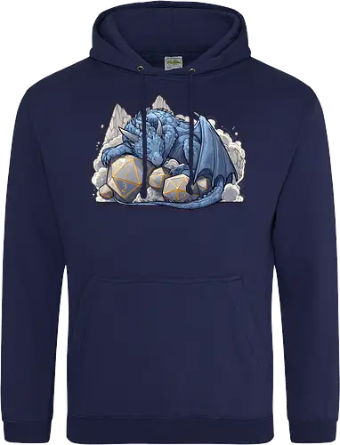 sleeping dragon - dragons, dungeons, fantasy, rpg, monster, cute, blue dragon, tiamat, druid, dragonborn, vecna - Standard Hoodie