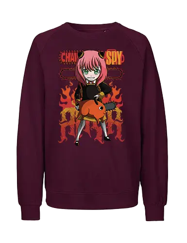 Anya & Pochita - spy x family, Chainsaw, pochita, anya forger, anime crossover, kawaii anime, chibi style, cute anime duo, manga anime, anime art - Fairtrade Sweatshirt